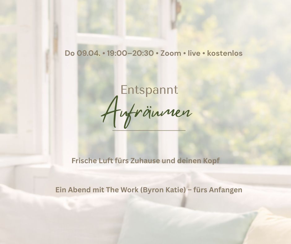 Heller Wohnraum mit offenem Fenster – entspannt aufräumen und Klarheit finden mit The Work von Byron Katie, Frische für Zuhause und Kopf.